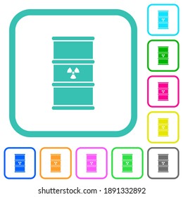 Radioactive waste vivid colored flat icons in curved borders on white background