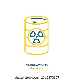 Radioactive water linear sign, pictogram, symbol. Save the ocean. International problem. Ecological concept. Editable vector illustration in blue and yellow colors isolated on a white background.
