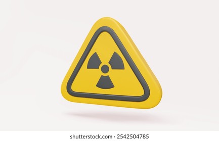 Radioactive yellow triangle warning sign 3D vector icon symbol atomic radiation contamination advice caution area danger poisonous nuclear biohazard on isolated background. Eps 10 vector. illustration