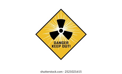 Radioactive zone danger sign, black and yellow isolated silhouette