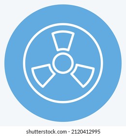 Icono de zona radioactiva en el estilo de los ojos azules de moda aislado en un fondo azul suave