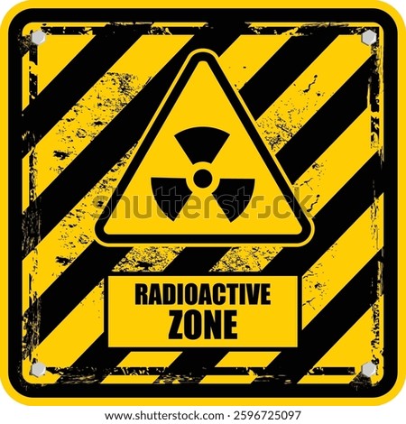 Radioactive zone, sign and board vector