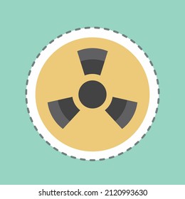 Radioactive Zone Sticker in trendy line cut isolated on blue background