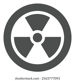 Radioactivity danger round seal solid icon, emergency service concept. Vector graphics. Radiation hazard warning sign on white background, glyph style icon for mobile or web design