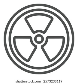 Radioactivity danger seal line icon, atomic energy concept. Vector graphics. Radiation activity sticker sign on white background, outline style icon for mobile or web design