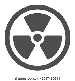 Radioactivity danger seal solid icon, atomic energy concept. Vector graphics. Radiation activity sticker sign on white background, glyph style icon for mobile or web design