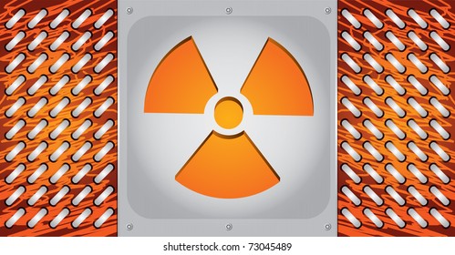 Radioactivity danger, technology background with sign