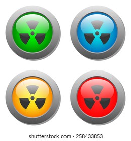 Radioactivity icon on buttons set. Vector illustration