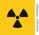 Radioactivity Symbol: vector illustration of a black radioactivity symbol with a yellow background