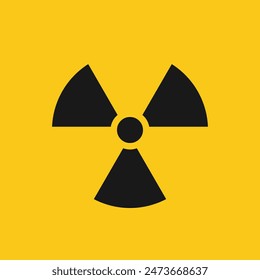 Radioactivity Symbol: vector illustration of a black radioactivity symbol with a yellow background