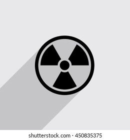 radioactivity vector icon with long shadow