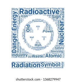 radioactivity word cloud. tag cloud about radioactivity