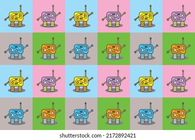 Radiobot vector ( Radio-robot ). seamless pattern background. 