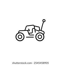 Radio-controlled car. Buggy toy linear icon. Thin line customizable illustration. Contour symbol. Vector isolated outline drawing. Editable stroke