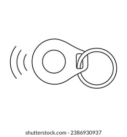 Fob de clave de identificación de radiofrecuencia (RFID) con signo de vector de icono de línea de botón