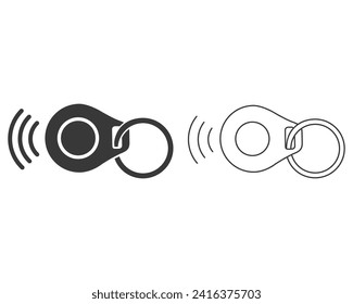 Fob de la clave de identificación de radiofrecuencia (RFID) con símbolo vectorial del conjunto de iconos de la línea del botón