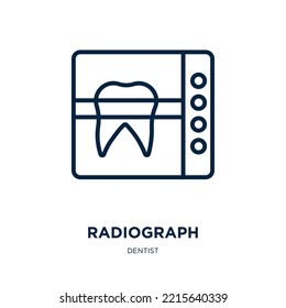 radiograph icon from dentist collection. Thin linear radiograph, medicine, care outline icon isolated on white background. Line vector radiograph sign, symbol for web and mobile