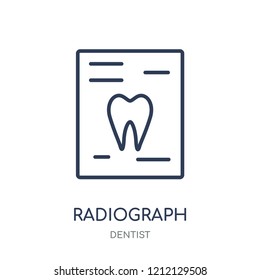 Radiograph icon. Radiograph linear symbol design from Dentist collection. Simple outline element vector illustration on white background.