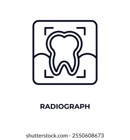 radiograph outline icon. Linear vector from dentist concept. Thin line radiograph icon isolated on white background