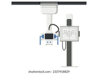 Radiographic fluoroscopic systems general purpose imaging procedure beam X-ray body by radiologist. Healthcare providers use fluoroscopy monitor and diagnose certain conditions. Flat design