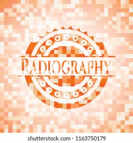 Radiography abstract orange mosaic emblem with background