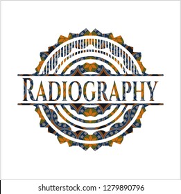 Radiography arabic badge. Arabesque decoration.