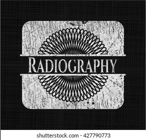 Radiography chalk emblem written on a blackboard