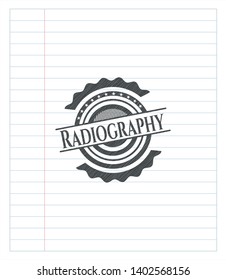 Radiography emblem drawn in pencil. Vector Illustration. Detailed.