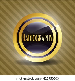 Emblema resplandeciente de oro radiográfico