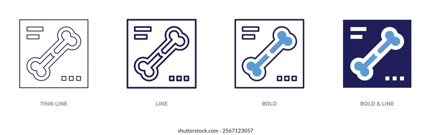 Radiography icon in 4 different styles. Thin Line, Line, Bold, and Bold Line. Duotone style. Editable stroke.