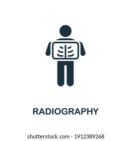 Radiography icon. Monocrome element from medical services collection. Radiography icon for banners, infographics and templates.