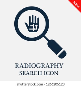 Radiography search icon. Radiography icon in magnifier icon. Editable Radiography search icon for web or mobile.