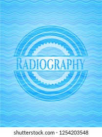 Radiography water concept badge background.