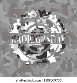  Radiography written on a grey camouflage texture