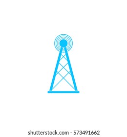 Radiolocation radar icon flat. Blue pictogram on white background. Vector illustration symbol
