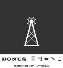 Radiolocation radar icon flat. White pictogram on black background. Vector illustration symbol and bonus icons