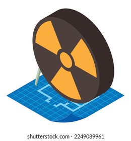 Radiological contamination icon isometric vector. Radioactive hazard sign, layout. Danger zone, building project
