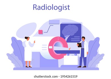 Radiologist concept. Doctor examing X-ray image of human body