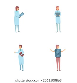 Radiologist concept icons set cartoon vector. Doctor examine xray image. Medical examination