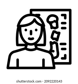 vector de icono de línea de doctor radiólogo. signo médico radiólogo. símbolo de contorno aislado ilustración negra