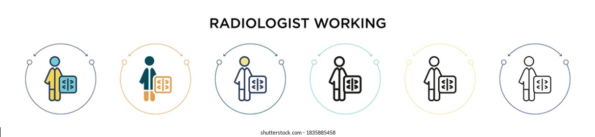 Radiologist Working Icon In Filled, Thin Line, Outline And Stroke Style. Vector Illustration Of Two Colored And Black Radiologist Working Vector Icons Designs Can Be Used For Mobile, Ui, Web