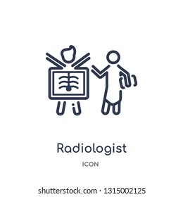 Radiologist Working Icon From People Outline Collection. Thin Line Radiologist Working Icon Isolated On White Background.