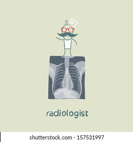 Radiologist with X-ray images
