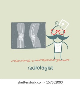 Radiologist with X-ray images