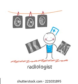 Radiologist with X-ray images