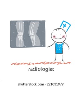 Radiologist with X-ray images