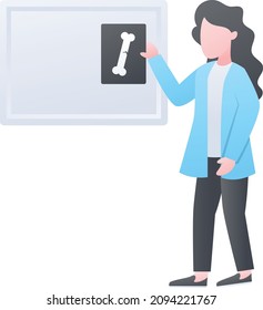 radiologists reading X-rays Concept, Modern Clinic Personnel Vector Color Icon Design, Medical and Healthcare Scene Symbol, Diseases Diagnostics Sign, Doctors and Patient Characters Stock Illustration