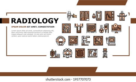 Radiology Equipment Landing Web Page Header Banner Template Vector. Mri And Ultrasound, Ct Scan And Fluoroscope Radiology Hospital Medical Device Illustration