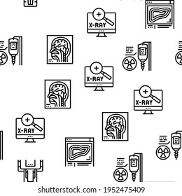 Radiology Equipment Vector Seamless Pattern Thin Line Illustration