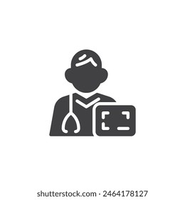 Radiology technologist doctor vector icon. filled flat sign for mobile concept and web design. X-Ray Technician glyph icon. Symbol, logo illustration. Vector graphics